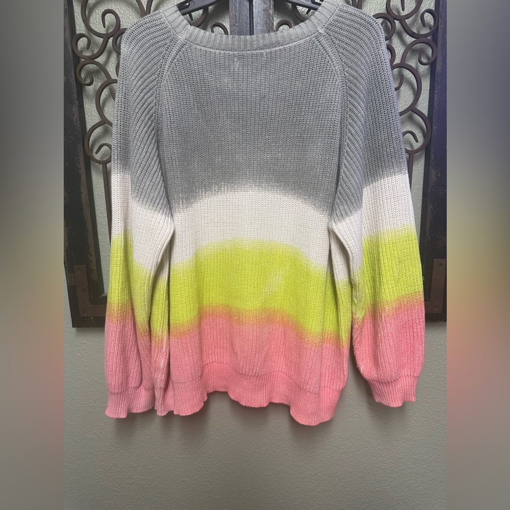 ChicSoul Down and Around grey multi striped sweater - Picture 5 of 7